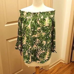 Rosette Off Shoulder Blouse, Size Large